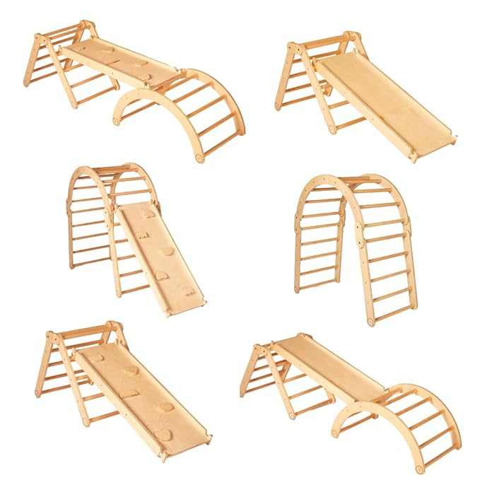 Pikler Triangle and Pikler Arch - Semi Colored - Wooden