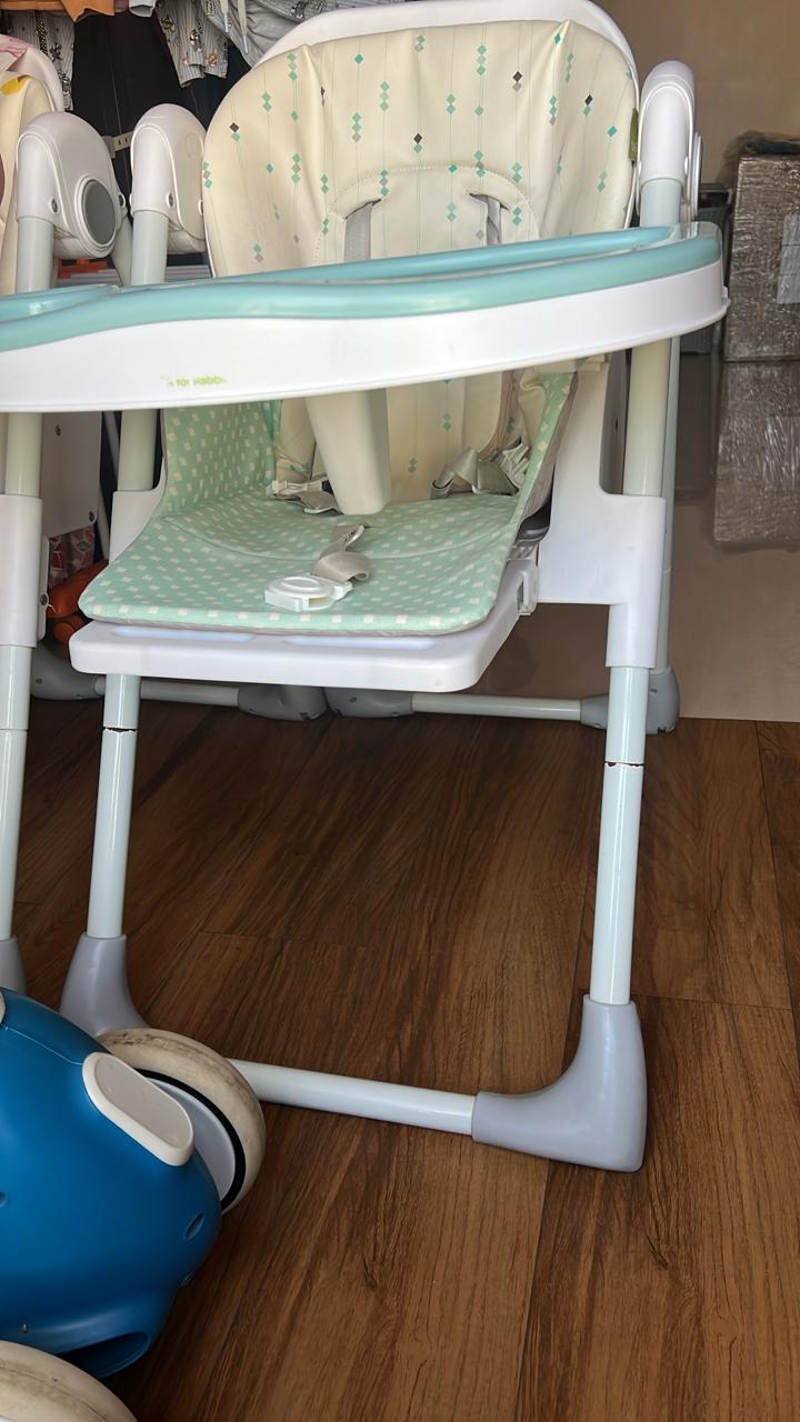 R for Rabbit Marshmallow High Chair for Baby, Multiple Recline Position High Chair with 7 Level Height Adjustment and 3-Recline Modes 6 Months to 5 Years