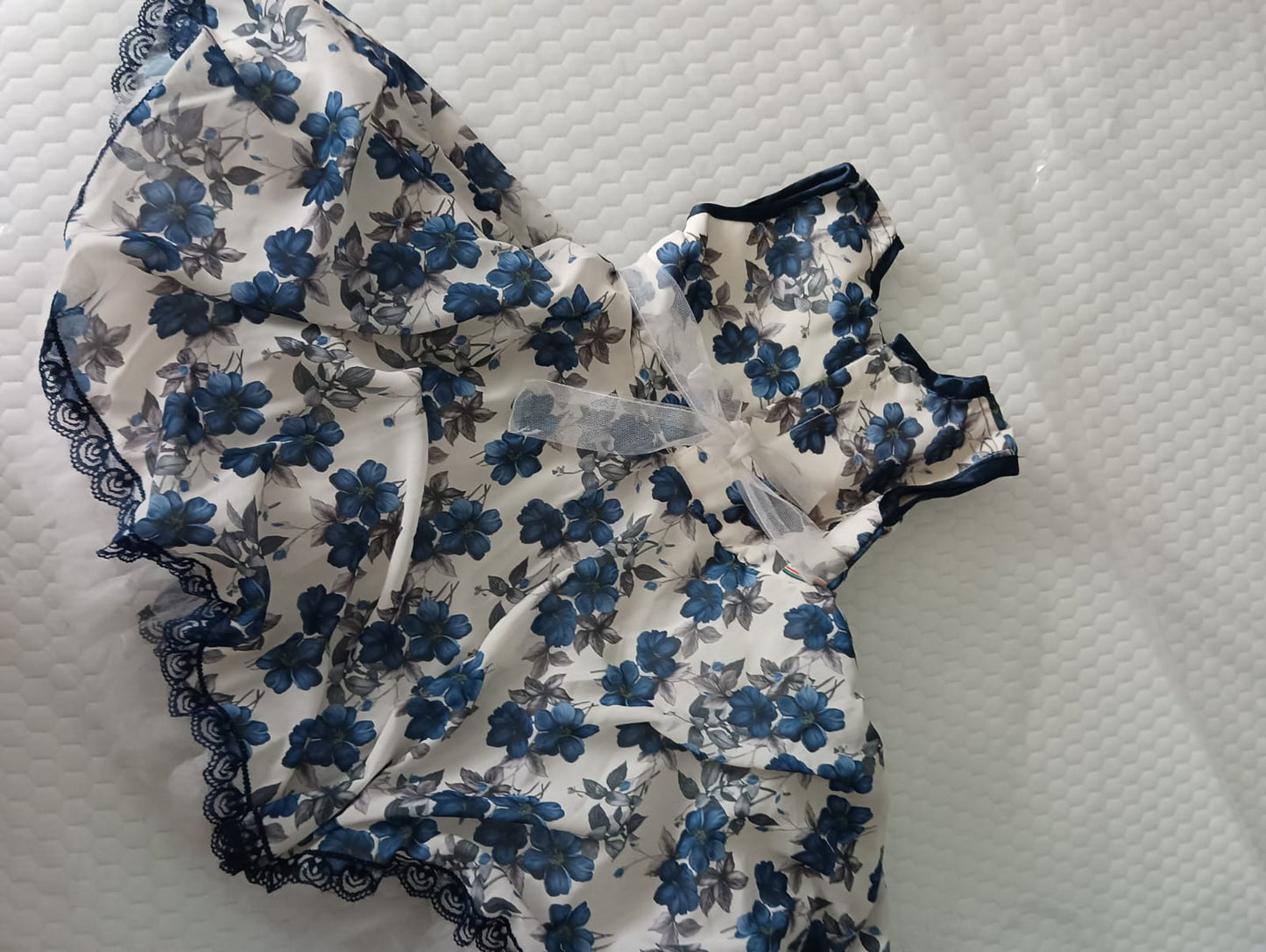 Elegant Floral Print Frock with 3D Flower Applique for Baby Girl