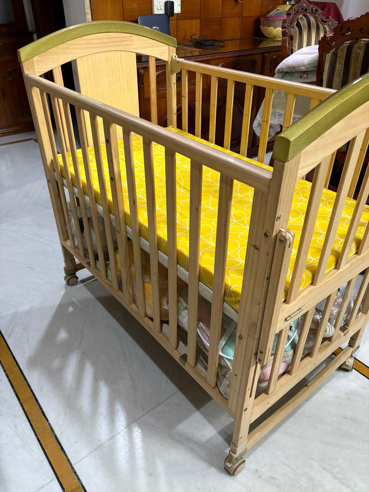 BabyTeddy BabyTeddy 9 in 1 Multifunctional Baby Crib, Baby Wooden Cot, Bed, Rocker/Swing