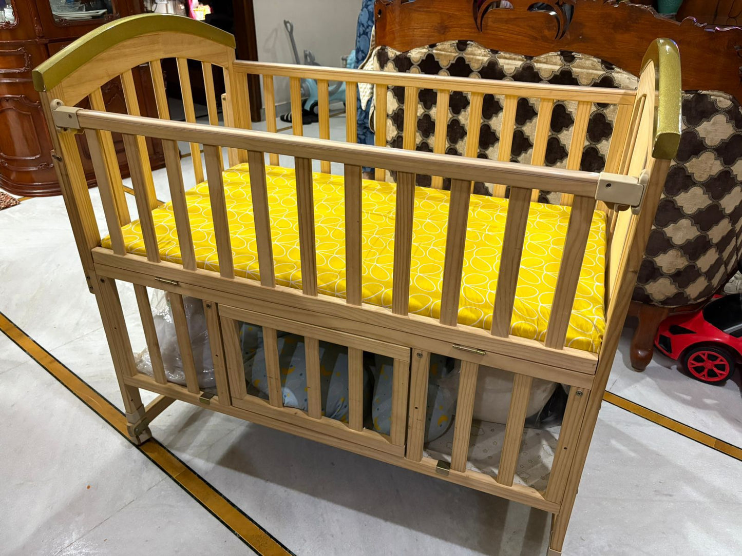 BabyTeddy BabyTeddy 9 in 1 Multifunctional Baby Crib, Baby Wooden Cot, Bed, Rocker/Swing