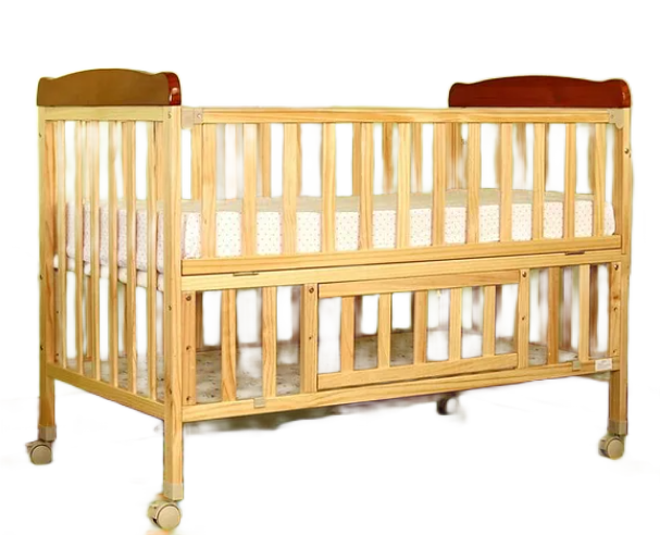 Babyhug Hamilton Wooden Cot with Mattress and Bumper