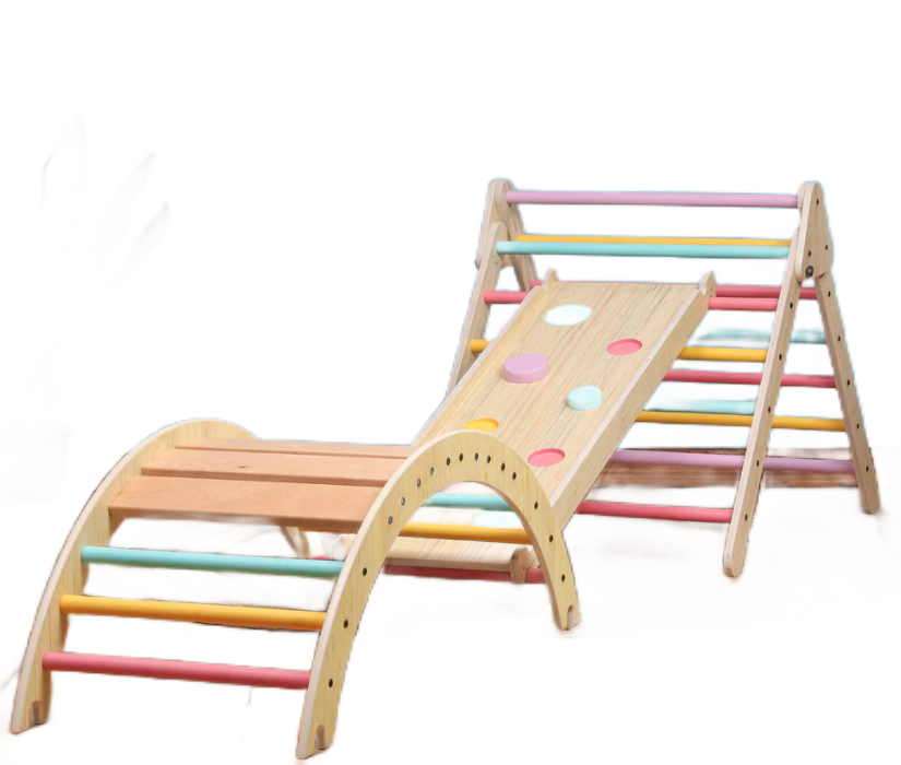 Pikler Triangle and Pikler Arch - Semi Colored - Wooden