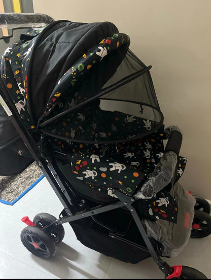 Pandaoriginals JUMBO Baby Stroller Pram for 0-3 Years 5 Point Safety Harness,360° Swivel Wheel