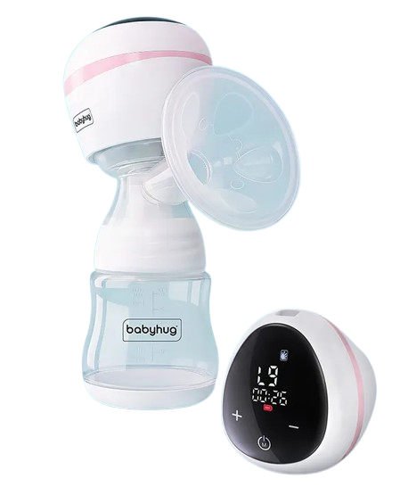 Babyhug Electric Breast Pump White Pink| LED Display, Soft-Touch Control| 3 Modes & 9 Levels Each| Rechargeable & Portable| Silent & Discreet| Single Hand Operation