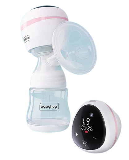 Babyhug Electric Breast Pump White Pink| LED Display, Soft-Touch Control| 3 Modes & 9 Levels Each| Rechargeable & Portable| Silent & Discreet| Single Hand Operation