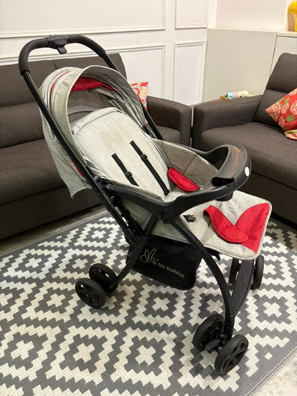 R for Rabbit Sugar Pop Baby Stroller and Pram With Auto Fold for Newborn to 3 Years (Red Grey)
