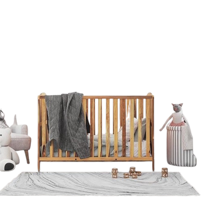 Wakefit 3-in-1 Baby Cot | 1 Year Warranty | Baby Crib, Wooden Cradle for Baby, 2-Level Height Adjustable - Megatron (Natural Sheesham, Crib Convertible to Kids' Bed)