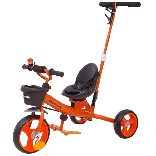 Baybee 2 in 1 Kids Tricycle Convertible Baby Tricycle, Kid's Trike with Parental Handle, Tricycle for Kids with Seat Belt Kids Ride | Suitable for Kids Boys & Girls Age 1.5-5 Years Old (Orange)