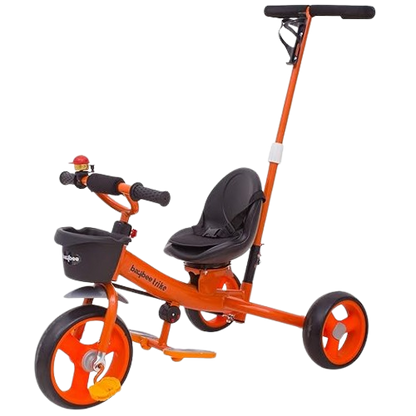 Baybee 2 in 1 Kids Tricycle Convertible Baby Tricycle, Kid's Trike with Parental Handle, Tricycle for Kids with Seat Belt Kids Ride | Suitable for Kids Boys & Girls Age 1.5-5 Years Old (Orange)