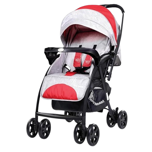 R for Rabbit Sugar Pop Baby Stroller and Pram With Auto Fold for Newborn to 3 Years (Red Grey)