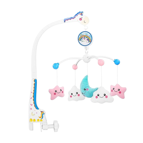 BabyGo Rotating Pony & Stars Musical Crib Cot Mobile | Hanging Jhoomer Rattle Toy for Baby Cradle, Infant Bed & Nursery Decoration | Newborn Soothing & Early Development Toy | Gift for Babies (Multicolor)