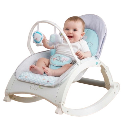 R for Rabbit Rock N Play Baby Rocker Baby Feeding Chair with Vibration and Soothing Music, Adjustable Backrest with Arc-Shaped Legs for Rocking Mode | 3 in 1 Functionality DetachableToy Bar (Green)