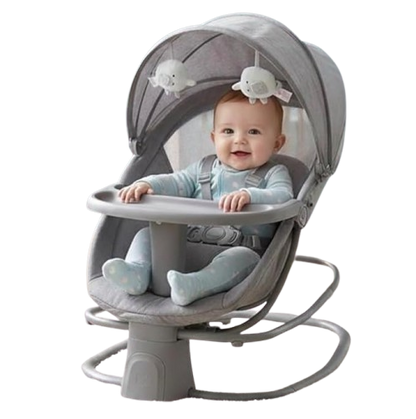 Premium Mastela 4 in 1 Swing Rocker Automatic for Newborn Baby 0 to 18 Month Girl & Boy with 4- Swing Modes, Detachable Tray, Backrest Adjustment Bassinet, Bluetooth Playback -Grey (Grey)