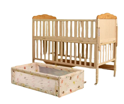Babyhug Hamilton Wooden Cot with Mattress and Bumper