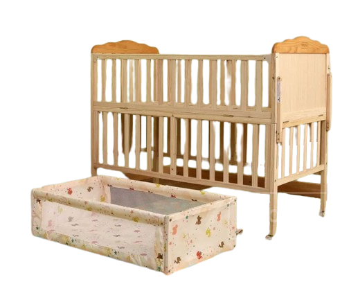 Babyhug Hamilton Wooden Cot with Mattress and Bumper