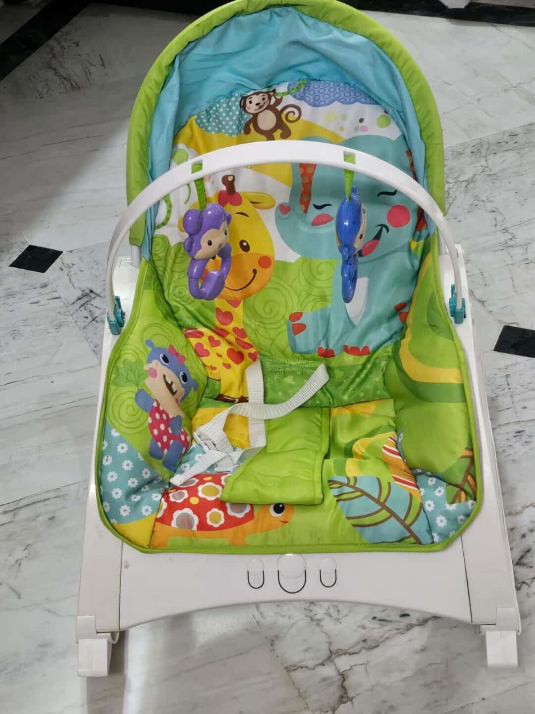 Play Nation Newborn To Toddler Portable Baby Rocker With Music Vibration & Toys - Green