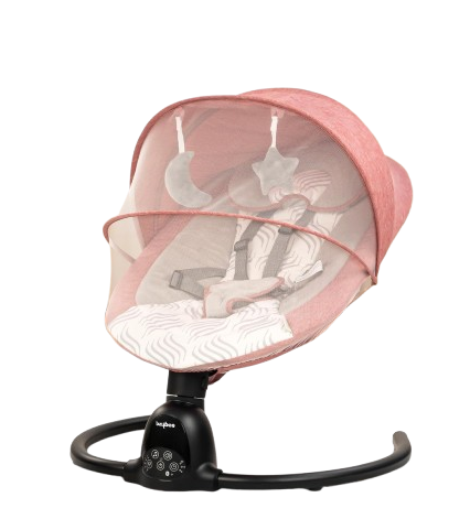 BAYBEE Automatic Electric Swing Cradle for New Born Baby with Adjustable Speed, Remote | Infant Baby Rocker, with Mosquito Net, Safety Belt, Music & Toys (Lite Pink)