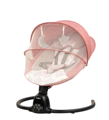 BAYBEE Automatic Electric Swing Cradle for New Born Baby with Adjustable Speed, Remote | Infant Baby Rocker, with Mosquito Net, Safety Belt, Music & Toys (Lite Pink)
