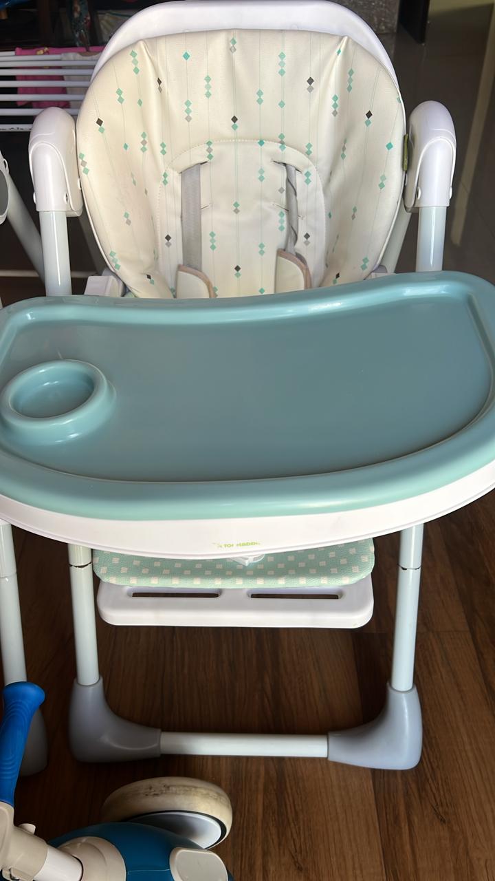 R for Rabbit Marshmallow High Chair for Baby, Multiple Recline Position High Chair with 7 Level Height Adjustment and 3-Recline Modes 6 Months to 5 Years