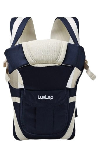 LuvLap Elegant Baby Carrier with 4 Carry Positions, Baby Carrier for 4 to 24 Months Baby, Adjustable New-Born to Toddler Carrier with Cushioned Leg Support, Max Weight Up to 15 Kgs (Navy Blue)