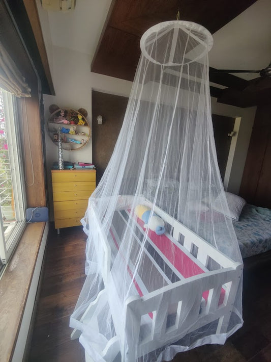 Wooden Single Bed with Mattress Kids & Mosquito Net