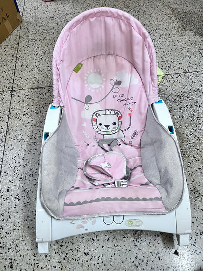 R for Rabbit Rock N Play Baby Rocker Baby Feeding Chair with Vibration and Soothing Music, Adjustable Backrest with Arc-Shaped Legs for Rocking Mode | 3 in 1 Functionality DetachableToy Bar (Pink)