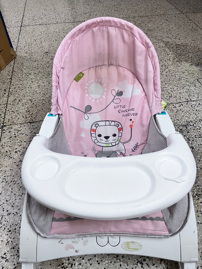 R for Rabbit Rock N Play Baby Rocker Baby Feeding Chair with Vibration and Soothing Music, Adjustable Backrest with Arc-Shaped Legs for Rocking Mode | 3 in 1 Functionality DetachableToy Bar (Pink)