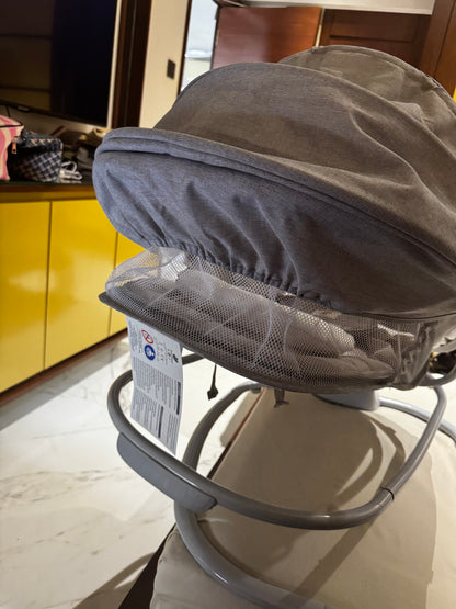 Premium Mastela 4 in 1 Swing Rocker Automatic for Newborn Baby 0 to 18 Month Girl & Boy with 4- Swing Modes, Detachable Tray, Backrest Adjustment Bassinet, Bluetooth Playback -Grey (Grey)