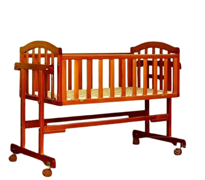 Babyhug Ionia Wooden Cradle with Mattress & Mosquito Net - Cherry