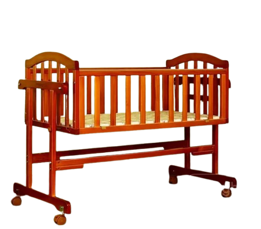 Babyhug Ionia Wooden Cradle with Mattress & Mosquito Net - Cherry