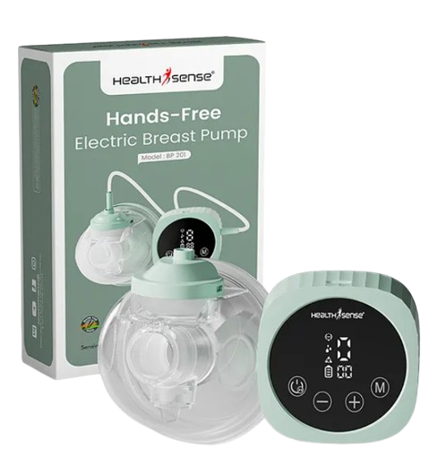 HealthSense Breast Pump for Feeding Mothers | Handsfree Electric Breast Pump Automatic with 3 Modes 9 Frequency, Rechargeable, Light Weight & BPA Free Cup, LCD Touch Panel - Green