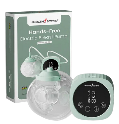 HealthSense Breast Pump for Feeding Mothers | Handsfree Electric Breast Pump Automatic with 3 Modes 9 Frequency, Rechargeable, Light Weight & BPA Free Cup, LCD Touch Panel - Green
