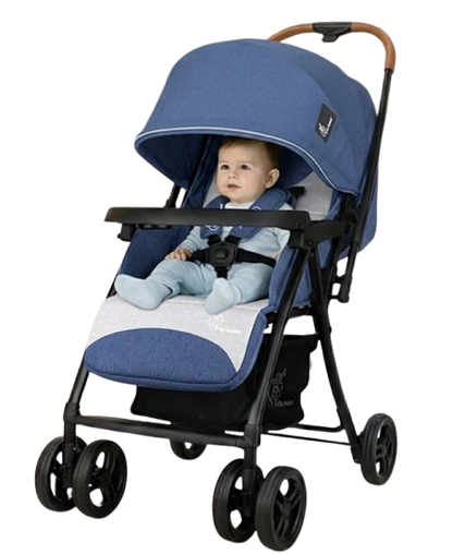 R for Rabbit Poppins Joy Stylish Baby Stroller | Pram for Kids with Reversible Handle | New Born Babies Stroller for 0 to 3 Years Boy and Girl (Blue Grey)