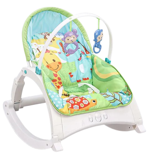 Play Nation Newborn To Toddler Portable Baby Rocker With Music Vibration & Toys - Green