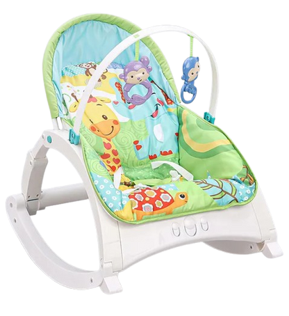 Play Nation Newborn To Toddler Portable Baby Rocker With Music Vibration & Toys - Green