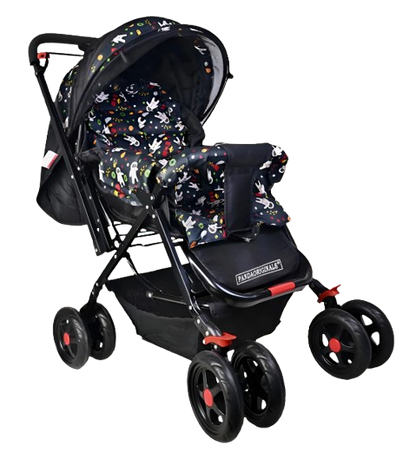 Pandaoriginals JUMBO Baby Stroller Pram for 0-3 Years 5 Point Safety Harness,360° Swivel Wheel