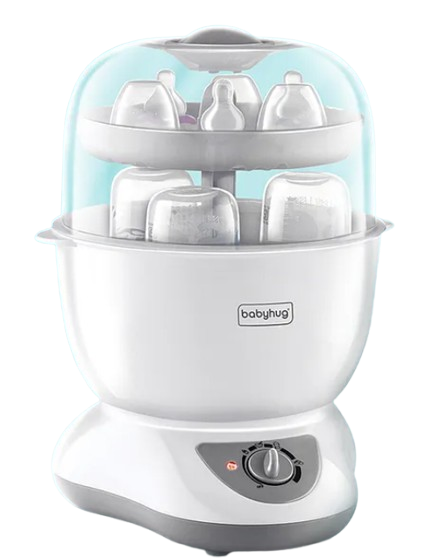Babyhug 6-in-1 Steam Sterilizer & Multi-Function Warmer| Egg Bolier| Citrus Juicer| 10-Min Fast Sterilising| Kills 99.9% Germs| 6 Bottles Capcity| Compartment for Accessories| Auto Cut Off| Warrenty