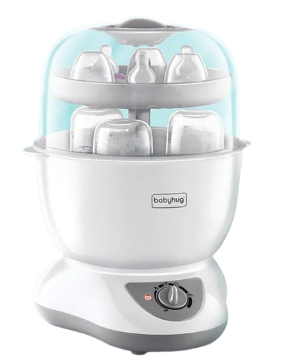 Babyhug 6-in-1 Steam Sterilizer & Multi-Function Warmer| Egg Bolier| Citrus Juicer| 10-Min Fast Sterilising| Kills 99.9% Germs| 6 Bottles Capcity| Compartment for Accessories| Auto Cut Off| Warrenty