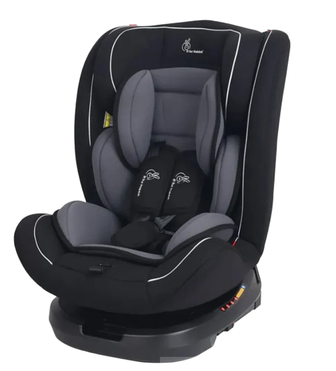 R for Rabbit Jack N Jill Grand ISOFIX Car Seat For Kids 0 To 12 Years With Safety Harness - Pure Black