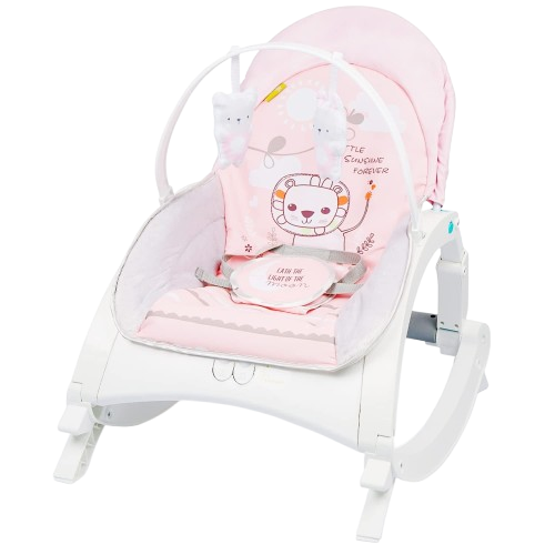 R for Rabbit Rock N Play Baby Rocker Baby Feeding Chair with Vibration and Soothing Music, Adjustable Backrest with Arc-Shaped Legs for Rocking Mode | 3 in 1 Functionality DetachableToy Bar (Pink)