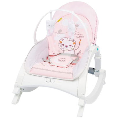 R for Rabbit Rock N Play Baby Rocker Baby Feeding Chair with Vibration and Soothing Music, Adjustable Backrest with Arc-Shaped Legs for Rocking Mode | 3 in 1 Functionality DetachableToy Bar (Pink)