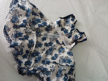 Elegant Floral Print Frock with 3D Flower Applique for Baby Girl