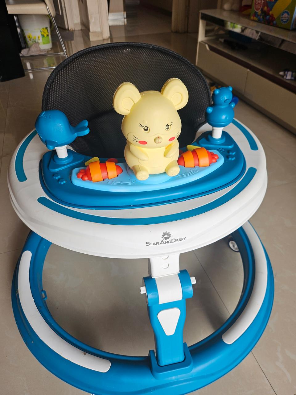 StarAndDaisy Baby Walkers for 6-24 Month Baby Boy Girl/Baby Walker 7 Level Height Adjustment/Walker for Kids for 1 Years with Switchable Food & Musical Toy Tray -