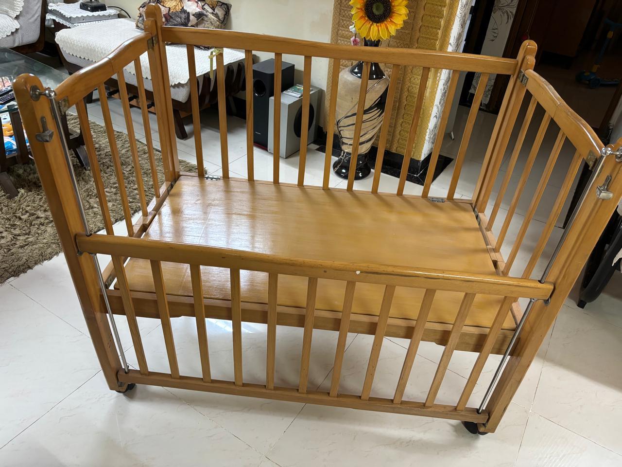 Wooden Cot with Mattress