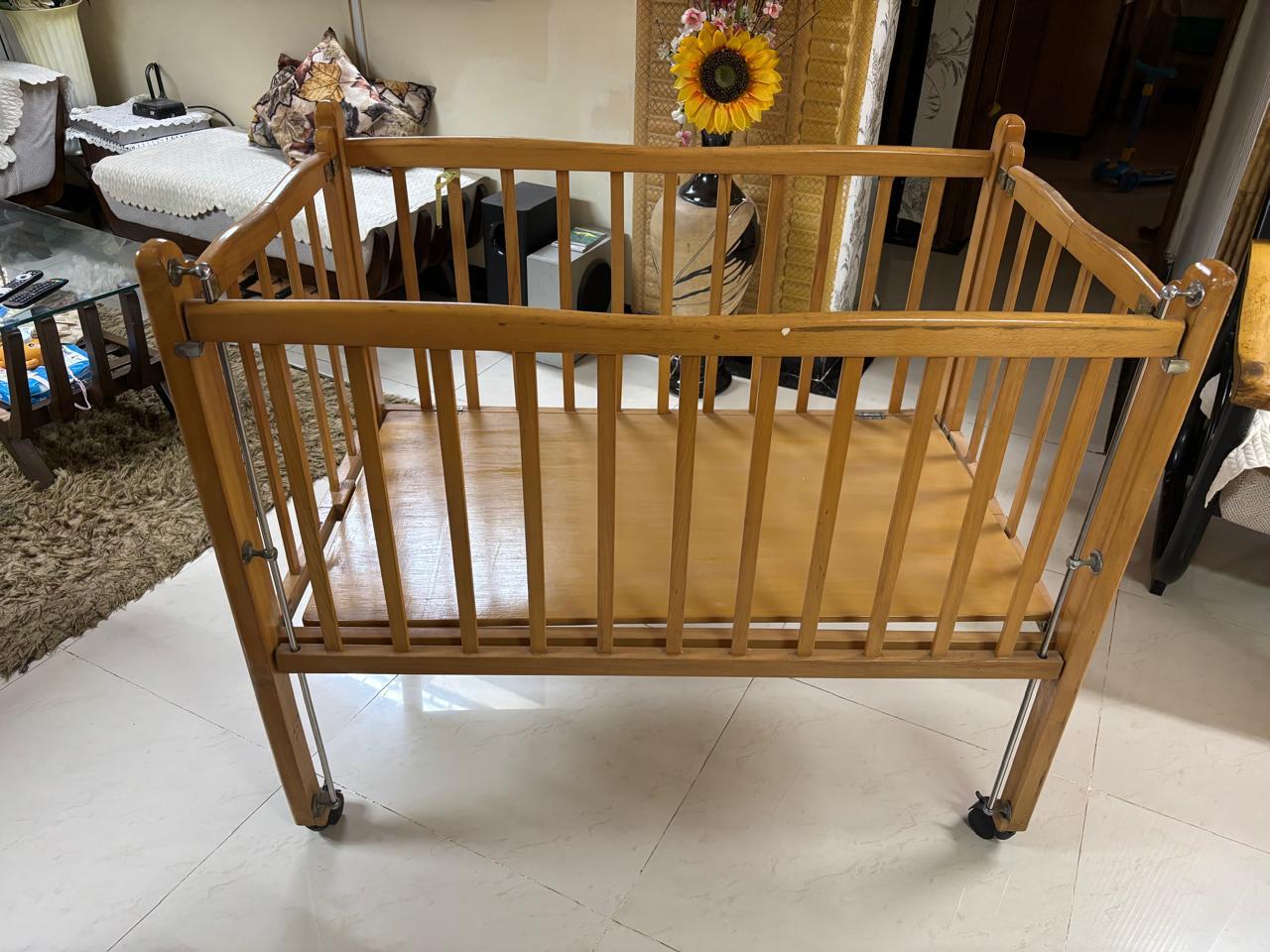 Wooden Cot with Mattress