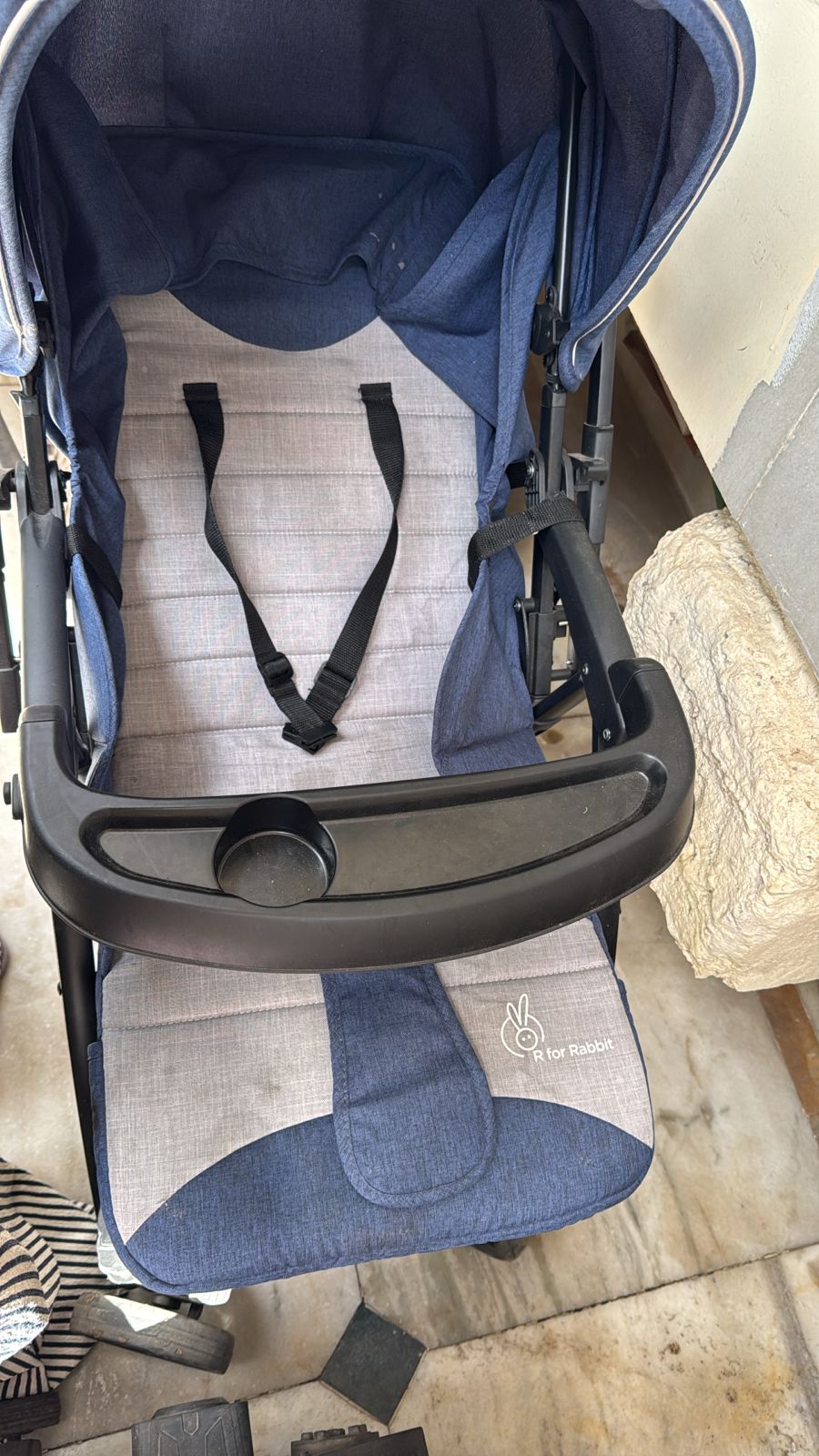 R for Rabbit Poppins Joy Stylish Baby Stroller | Pram for Kids with Reversible Handle | New Born Babies Stroller for 0 to 3 Years Boy and Girl (Blue Grey)