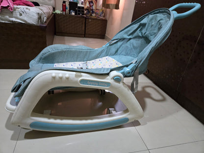 BAYBEE Baybee 5 in 1 Baby Rocker and Booster Seat for Babies with Multi Position Recline | Rocking Chair for Kids with Hanging Toys, Music | Baby Dining Seat (Blue)