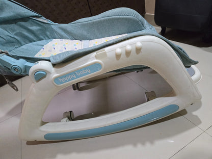 BAYBEE Baybee 5 in 1 Baby Rocker and Booster Seat for Babies with Multi Position Recline | Rocking Chair for Kids with Hanging Toys, Music | Baby Dining Seat (Blue)