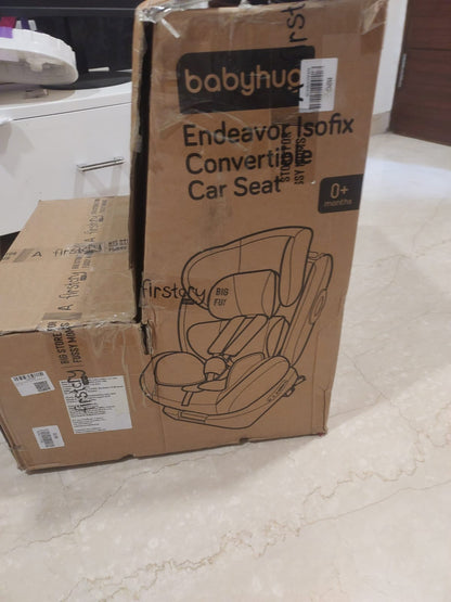 Babyhug Endeavor 2 in 1 Convertible Car Seat for Baby and Kids, Isofix & Non Isofix, 360 Rotatable, ECE R44/04 Safety Certified, 10 Level Headrest, Washable Cushion, 5 Point Safety Harness (White)